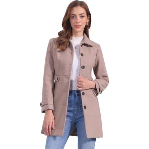 imageAllegra K Womens Winter Classic Outwear Overcoat with Pockets Single Breasted Pea CoatDusty Pink