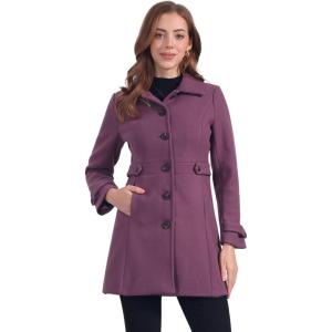 imageAllegra K Womens Winter Classic Outwear Overcoat with Pockets Single Breasted Pea CoatDusty Purple