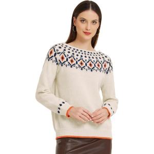 imageAllegra K Womens Winter Fall Sweater Long Sleeve Crew Neck Vintage Pullover Sweater TopsWhite