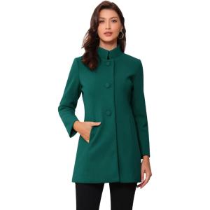 imageAllegra K Womens Winter Overcoat MidLong Stand Collar Single Breasted Coat OuterwearTurquoise