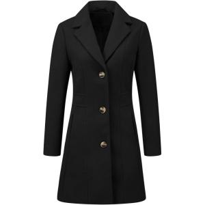 imageAllegra K Womens Winter Pea Coat 2025 Fall Single Breasted Long Outerwear Trench CoatsBlack
