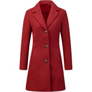 imageAllegra K Womens Winter Pea Coat 2025 Fall Single Breasted Long Outerwear Trench CoatsBurgundy