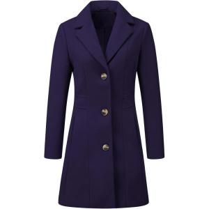 imageAllegra K Womens Winter Pea Coat 2025 Fall Single Breasted Long Outerwear Trench CoatsDark Blue