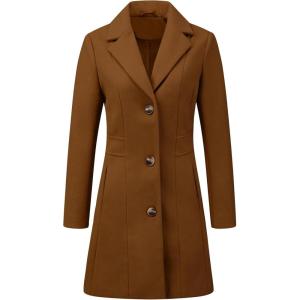 imageAllegra K Womens Winter Pea Coat 2025 Fall Single Breasted Long Outerwear Trench CoatsDark Brown