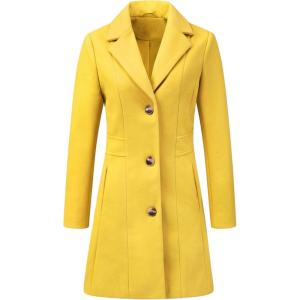imageAllegra K Womens Winter Pea Coat 2025 Fall Single Breasted Long Outerwear Trench CoatsYellow