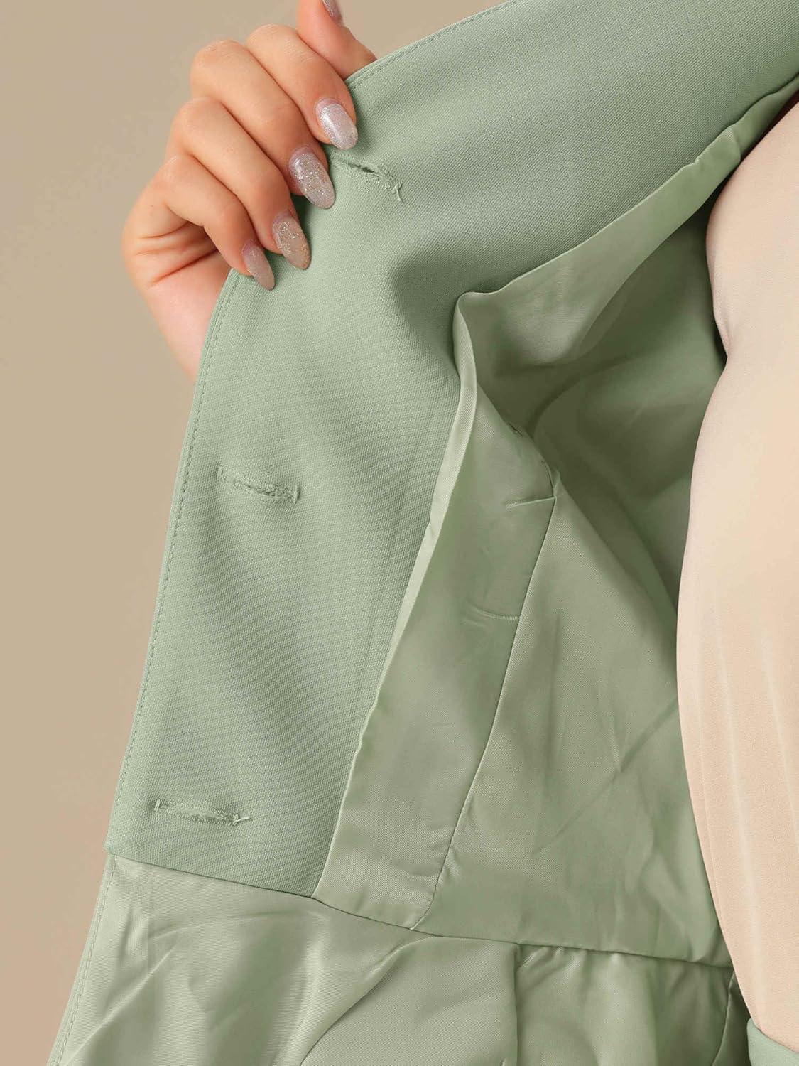 imageAllegra K 2 Piece Skirt Sets for Women Long Sleeve Blazer and Pencil Skirt Business SuitsPea Green