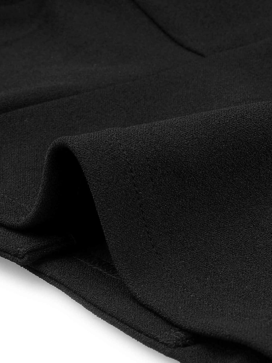 imageAllegra K Business Skirt Suit Sets for Womens 2 Piece Outfits Office 34 Sleeve Blazer Jacket Pleated SkirtsBlack