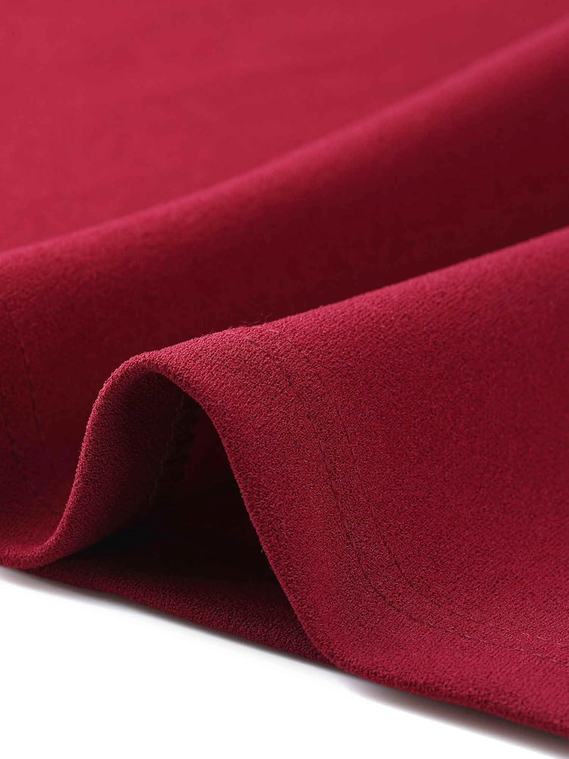 imageAllegra K Business Skirt Suit Sets for Womens 2 Piece Outfits Office 34 Sleeve Blazer Jacket Pleated SkirtsDark Red