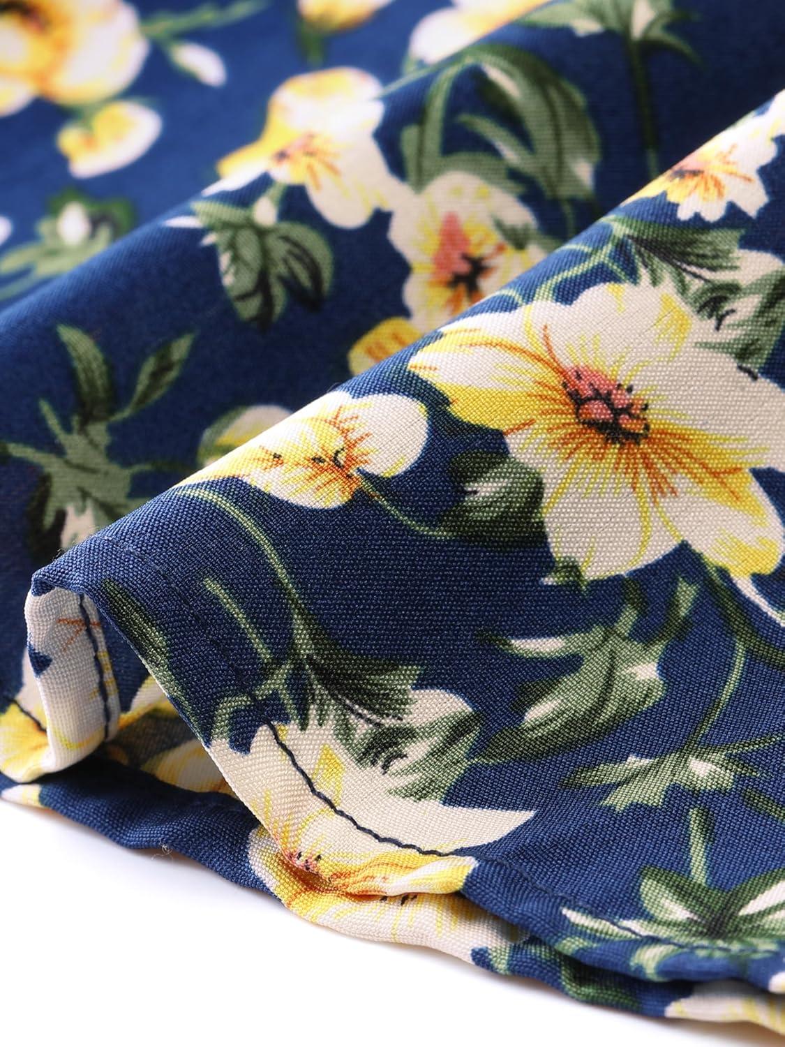 imageAllegra K Floral Skirt for Womens Elastic Waist ALine Midi SkirtsDark Blue