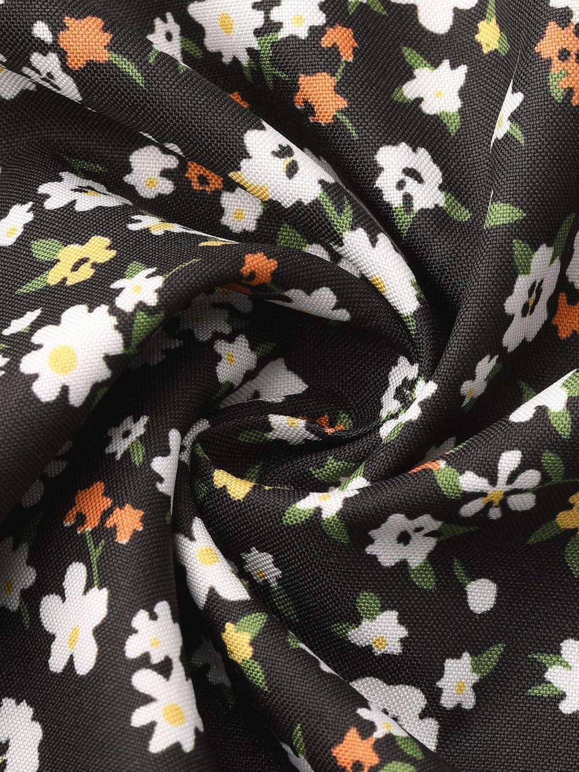 imageAllegra K Floral Skirt for Womens Elastic Waist ALine Midi SkirtsFloral Black White