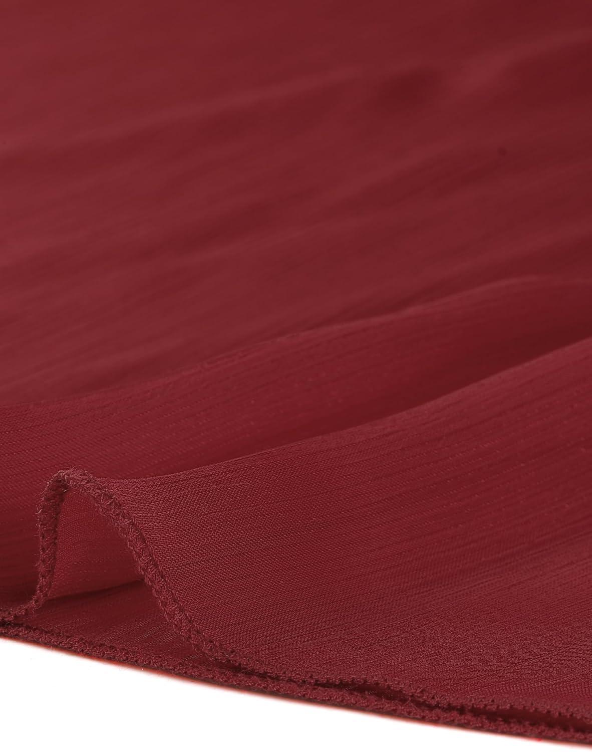 imageAllegra K Womens Asymmetrical Hem Elastic Waist Chiffon Flowy Vintage Handkerchief Hemline Midi SkirtBurgundy