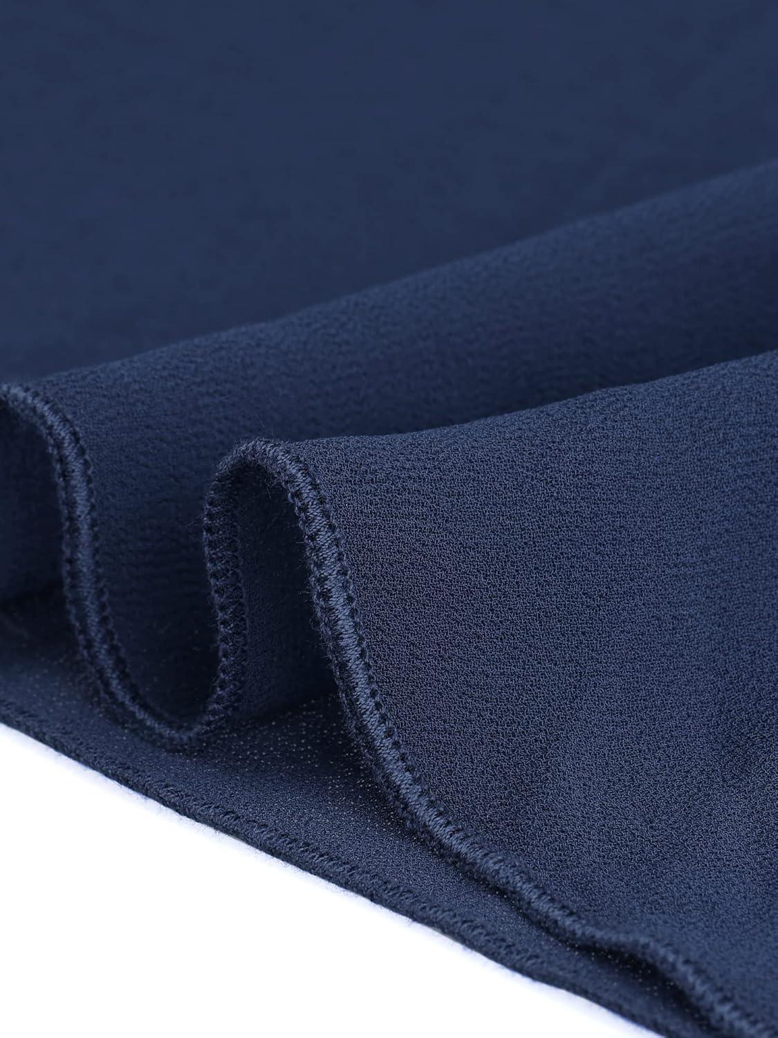 imageAllegra K Womens Asymmetrical Hem Elastic Waist Chiffon Flowy Vintage Handkerchief Hemline Midi SkirtNavy Blue