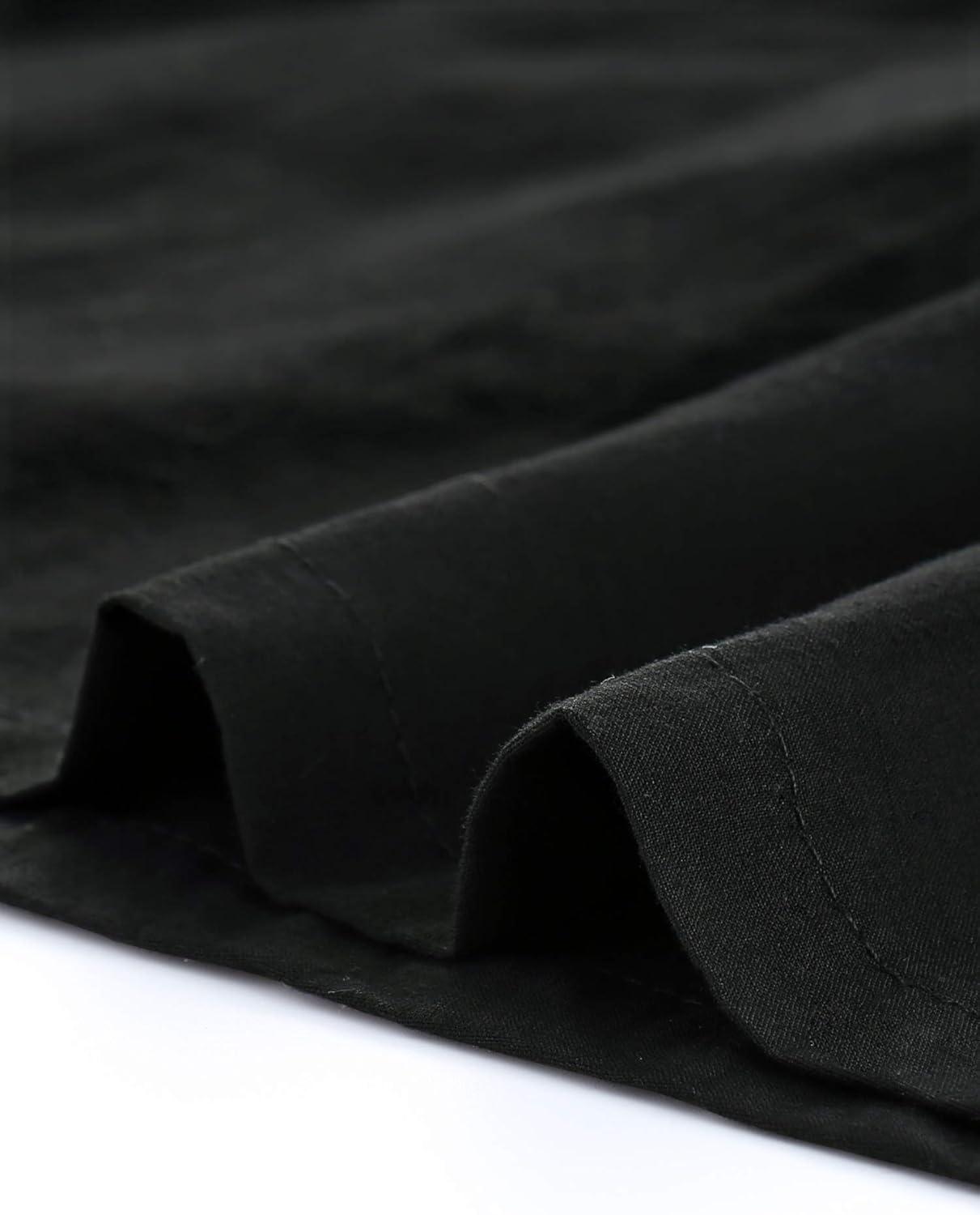 imageAllegra K Womens Cotton ALine Skirt Elastic Waist Casual Peasant Midi Skirts with PocketsBlack