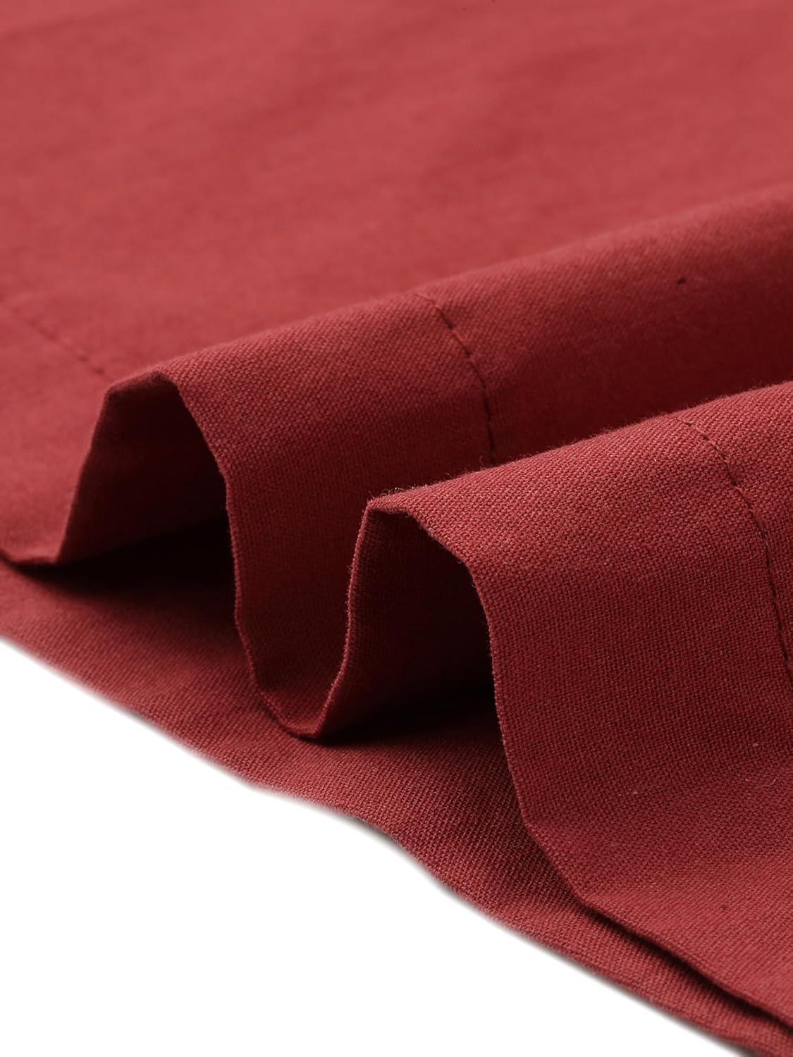 imageAllegra K Womens Cotton ALine Skirt Elastic Waist Casual Peasant Midi Skirts with PocketsDeep Red
