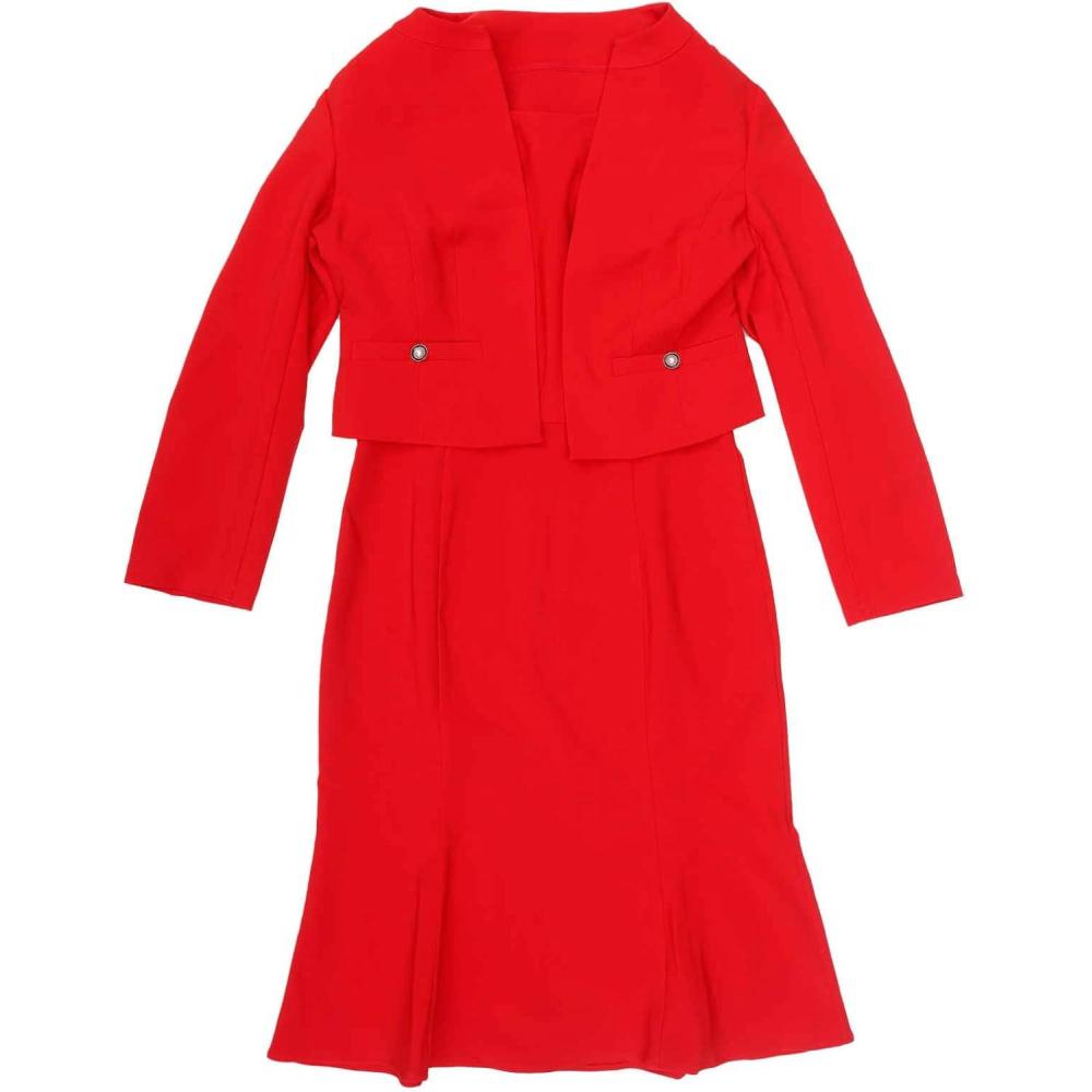 imageAllegra K 2 Piece Suit Dress Set for Womens Business Sleeveless Dress and Crop BlazerRed