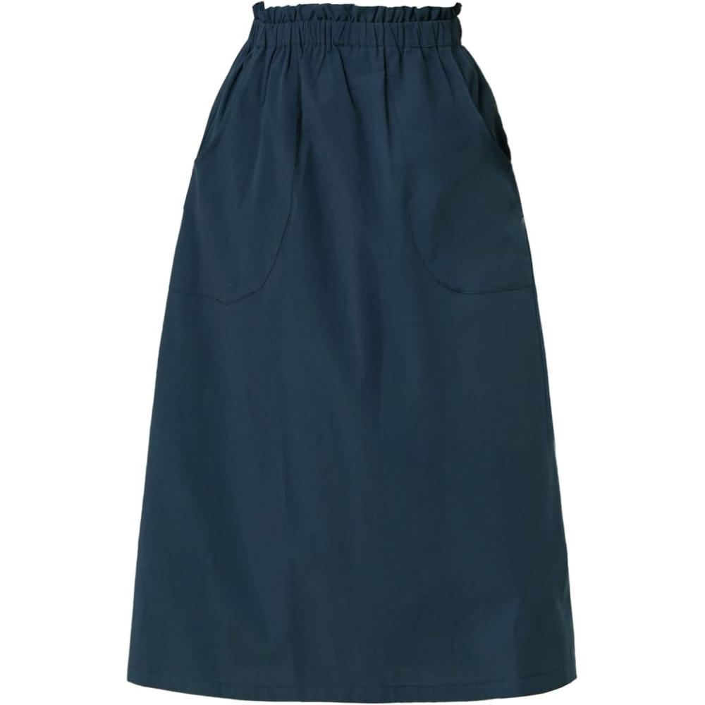 imageAllegra K Womens Cotton ALine Skirt Elastic Waist Casual Peasant Midi Skirts with PocketsDark Blue