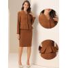 imageAllegra K 2 Piece Skirt Sets for Women Long Sleeve Blazer and Pencil Skirt Business SuitsBrown