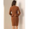 imageAllegra K 2 Piece Skirt Sets for Women Long Sleeve Blazer and Pencil Skirt Business SuitsBrown
