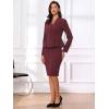 imageAllegra K 2 Piece Skirt Sets for Women Long Sleeve Blazer and Pencil Skirt Business SuitsBurgundy