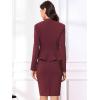 imageAllegra K 2 Piece Skirt Sets for Women Long Sleeve Blazer and Pencil Skirt Business SuitsBurgundy