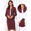 imageAllegra K 2 Piece Skirt Sets for Women Long Sleeve Blazer and Pencil Skirt Business SuitsBurgundy