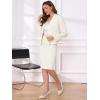 imageAllegra K 2 Piece Skirt Sets for Women Long Sleeve Blazer and Pencil Skirt Business SuitsCream White