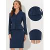 imageAllegra K 2 Piece Skirt Sets for Women Long Sleeve Blazer and Pencil Skirt Business SuitsDark Blue
