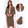 imageAllegra K 2 Piece Skirt Sets for Women Long Sleeve Blazer and Pencil Skirt Business SuitsDark Brown