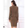 imageAllegra K 2 Piece Skirt Sets for Women Long Sleeve Blazer and Pencil Skirt Business SuitsDark Brown