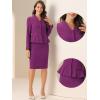 imageAllegra K 2 Piece Skirt Sets for Women Long Sleeve Blazer and Pencil Skirt Business SuitsDark Purple