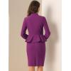 imageAllegra K 2 Piece Skirt Sets for Women Long Sleeve Blazer and Pencil Skirt Business SuitsDark Purple