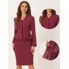 imageAllegra K 2 Piece Skirt Sets for Women Long Sleeve Blazer and Pencil Skirt Business SuitsDark Red