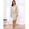 imageAllegra K 2 Piece Skirt Sets for Women Long Sleeve Blazer and Pencil Skirt Business SuitsGray Beige