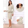 imageAllegra K 2 Piece Skirt Sets for Women Long Sleeve Blazer and Pencil Skirt Business SuitsGray Beige
