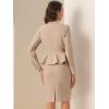 imageAllegra K 2 Piece Skirt Sets for Women Long Sleeve Blazer and Pencil Skirt Business SuitsKhaki