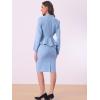 imageAllegra K 2 Piece Skirt Sets for Women Long Sleeve Blazer and Pencil Skirt Business SuitsLight Blue