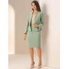imageAllegra K 2 Piece Skirt Sets for Women Long Sleeve Blazer and Pencil Skirt Business SuitsPea Green