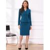 imageAllegra K 2 Piece Skirt Sets for Women Long Sleeve Blazer and Pencil Skirt Business SuitsPeacock Blue