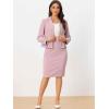 imageAllegra K 2 Piece Skirt Sets for Women Long Sleeve Blazer and Pencil Skirt Business SuitsPink