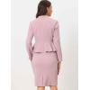 imageAllegra K 2 Piece Skirt Sets for Women Long Sleeve Blazer and Pencil Skirt Business SuitsPink