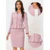 imageAllegra K 2 Piece Skirt Sets for Women Long Sleeve Blazer and Pencil Skirt Business SuitsPink