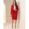 imageAllegra K 2 Piece Skirt Sets for Women Long Sleeve Blazer and Pencil Skirt Business SuitsRed