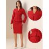imageAllegra K 2 Piece Skirt Sets for Women Long Sleeve Blazer and Pencil Skirt Business SuitsRed