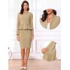 imageAllegra K 2 Piece Skirt Sets for Women Long Sleeve Blazer and Pencil Skirt Business SuitsTan