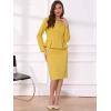 imageAllegra K 2 Piece Skirt Sets for Women Long Sleeve Blazer and Pencil Skirt Business SuitsYellow