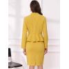 imageAllegra K 2 Piece Skirt Sets for Women Long Sleeve Blazer and Pencil Skirt Business SuitsYellow