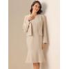 imageAllegra K 2 Piece Suit Dress Set for Womens Business Sleeveless Dress and Crop BlazerBeige