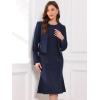 imageAllegra K 2 Piece Suit Dress Set for Womens Business Sleeveless Dress and Crop BlazerDark Blue