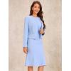 imageAllegra K 2 Piece Suit Dress Set for Womens Business Sleeveless Dress and Crop BlazerLight Blue