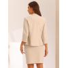 imageAllegra K 2 Piece Suit Skirt Set for Womens Notched Collar Casual Business Skirt Suit Set and Blazer Pencil SkirtsBeige